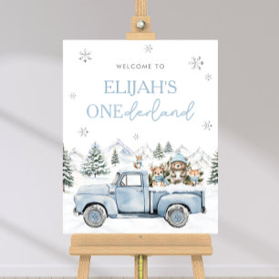 Winter Onederland First Birthday Welcome Sign Poster