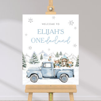 Winter Onederland First Birthday Welcome Sign Poster