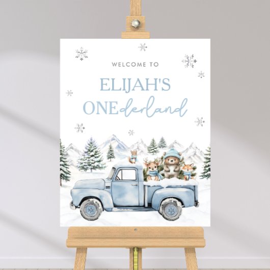 Winter Onederland First Birthday Welcome Sign Poster