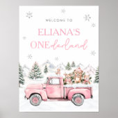 Winter Onederland First Birthday Welcome Sign Poster (Voorkant)