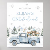 Winter Onederland First Birthday Welcome Sign Poster (Voorkant)