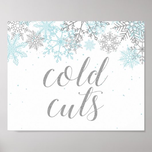 Winter Onederland Food Sign Blue Snowflakes Poster (Voorkant)