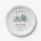 Winter ONEderland Forest Animals 1st Birthday Papieren Bordje (Voorkant)