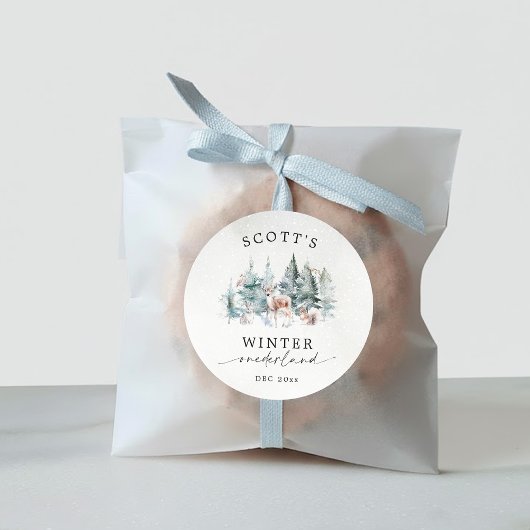 Winter ONEderland Forest Animals 1st Birthday Ronde Sticker