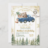 Winter Onederland Forest Animals eerste verjaardag Kaart (Voorkant)