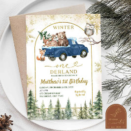 Winter Onederland Forest Animals eerste verjaardag Kaart