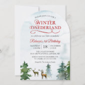 Winter ONEderland Forest Deer Baby First Birthday Kaart (Voorkant)