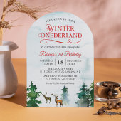 Winter ONEderland Forest Deer Baby First Birthday Kaart
