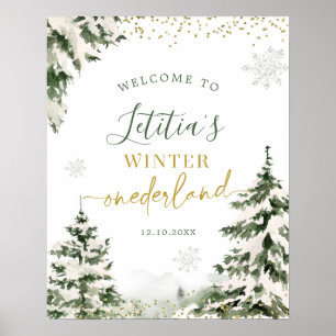 Winter Onederland Forest Eerste Verjaardag Welkom Poster