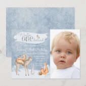 Winter ONEderland Foto 1e verjaardag Uitnodigingen (Voorkant / Achterkant)