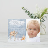 Winter ONEderland Foto 1e verjaardag Uitnodigingen (Staand voorkant)