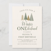 Winter Onederland Foto Eerste Verjaardag Kaart (Voorkant)