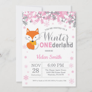 Winter Onederland Fox Girl 1e verjaardag Kaart