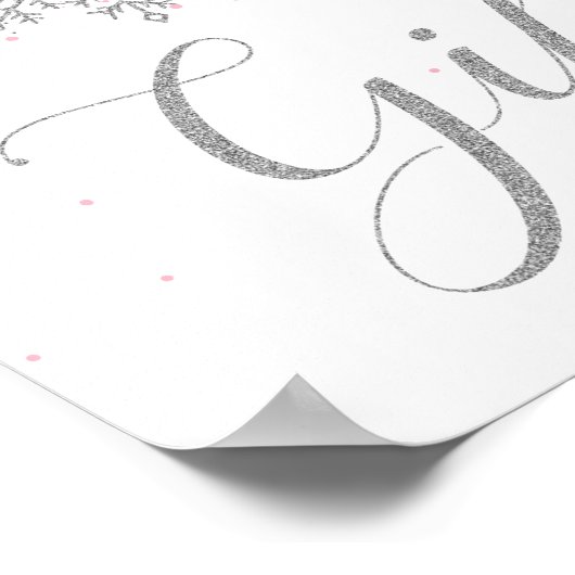 Winter Onederland geeft roze Silver Snowflake Poster (Hoek)