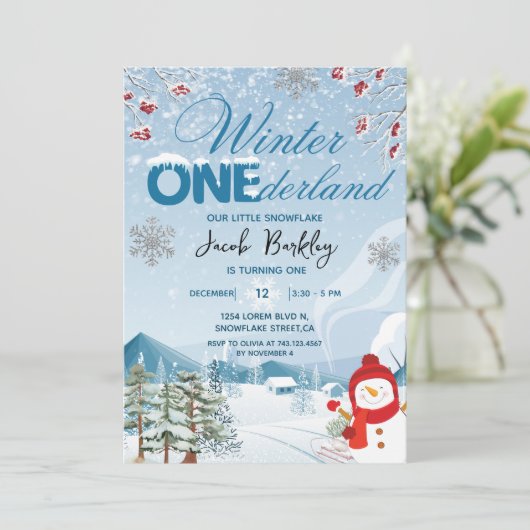 Winter ONEderland genderneutraal 1e verjaardag Kaart (Staand voorkant)