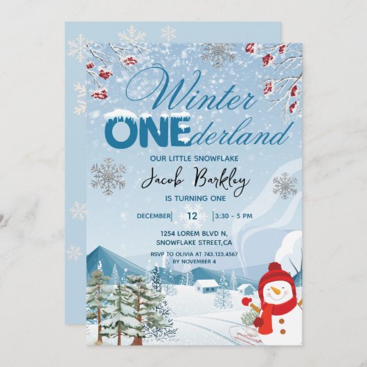 Winter ONEderland genderneutraal 1e verjaardag Kaart (Voorkant / Achterkant)