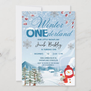 Winter ONEderland genderneutraal 1e verjaardag Kaart