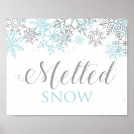Winter Onederland Gesmolten Sneeuw Blauw Zilver Poster