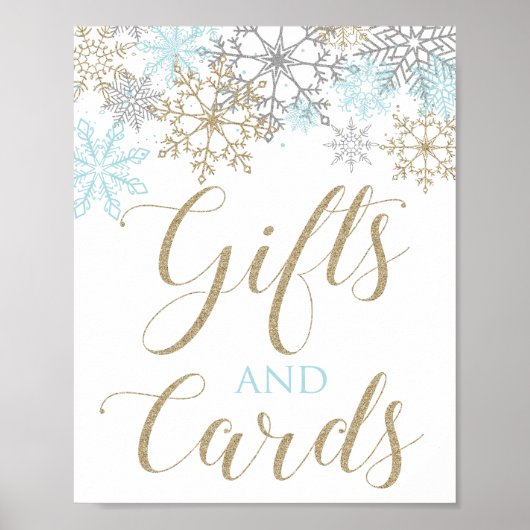 Winter Onederland Gifts and Kaarten Sign Blue Poster (Voorkant)