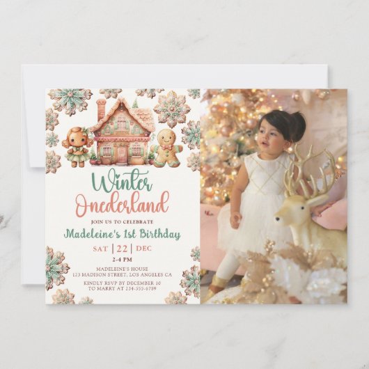 Winter Onederland Gingerbread Kerstdag Kaart (Voorkant)