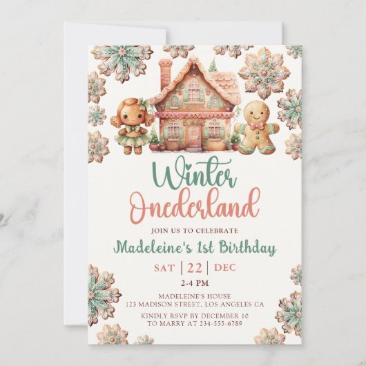 Winter Onederland Gingerbread Kerstdag Kaart (Voorkant)