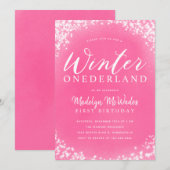 Winter Onederland Girl 1e verjaardag Kaart (Voorkant / Achterkant)