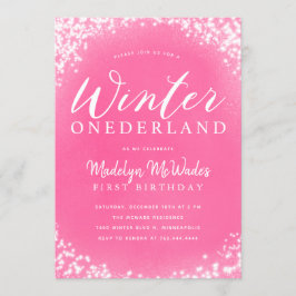 Winter Onederland Girl 1e verjaardag Kaart