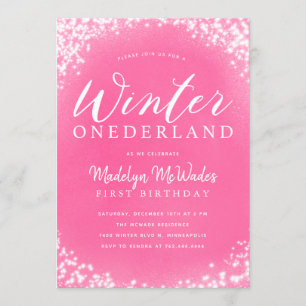 Winter Onederland Girl 1e verjaardag Kaart