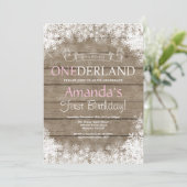 Winter Onederland Girl 1e verjaardag Uitnodiging (Staand voorkant)