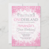 Winter Onederland Girl 1e verjaardag Uitnodiging (Voorkant)