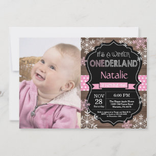 Winter Onederland Girl 1e verjaardag Uitnodiging