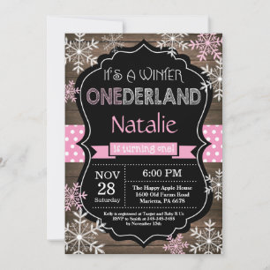 Winter Onederland Girl 1e verjaardag Uitnodiging