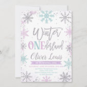 Winter ONEderland Girl 1st Birthday Invitation Kaart (Voorkant)