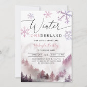 Winter ONEderland Girl 1st Birthday Mountain Kaart (Voorkant)