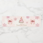 Winter Onederland Girl 1st Birthday Waterfles Etiket (Enkel label)