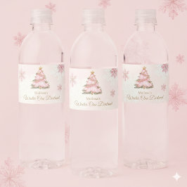 Winter Onederland Girl 1st Birthday Waterfles Etiket