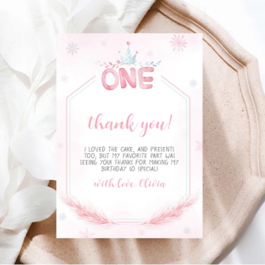 Winter Onederland Girl Birthday Hartelijk dank Kaart