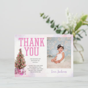 Winter Onederland Girl Birthday Hartelijk dank Kaart