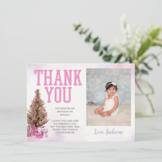 Winter Onederland Girl Birthday Hartelijk dank Kaart