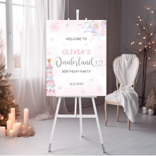 Winter Onederland Girl Birthday Welkomstteken Poster