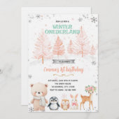 Winter Onederland girl invitation Kaart (Voorkant / Achterkant)