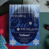 Winter ONEderland Glitter Blue 1st Birthday Kaart