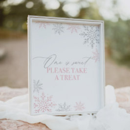Winter Onederland Glitter One is Sweet Treat Sign Poster