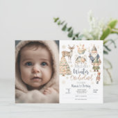 Winter onederland glitter prachtige foto verjaarda kaart (Staand voorkant)