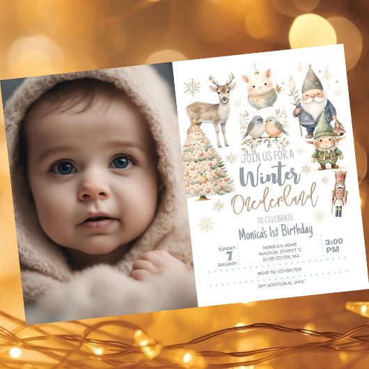 Winter onederland glitter prachtige foto verjaarda kaart