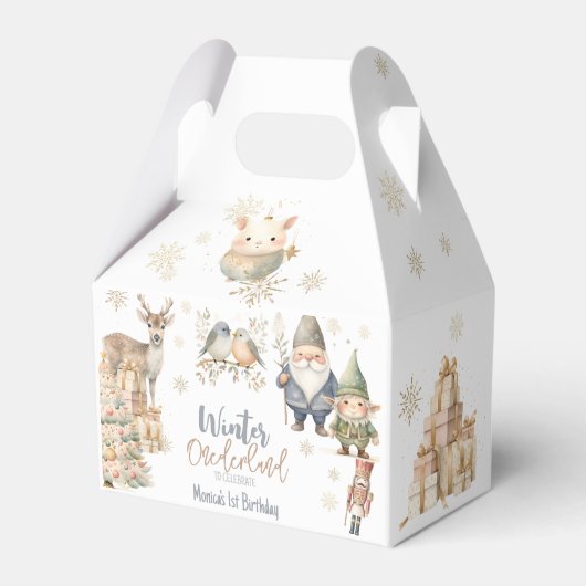 Winter onederland glitter prachtige verjaardag bedankdoosjes (Voorkant Zijde)