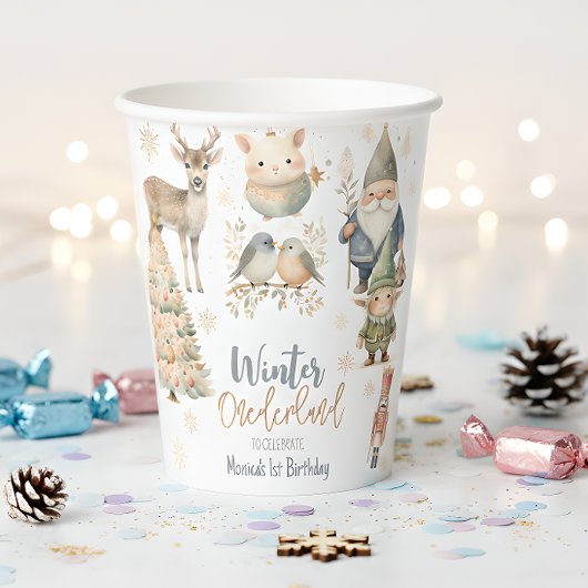 Winter onederland glitter prachtige verjaardag papieren bekers