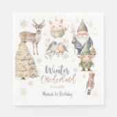Winter onederland glitter prachtige verjaardag servet (Voorkant)
