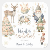 Winter onederland glitter prachtige verjaardag vierkante sticker (Voorkant)