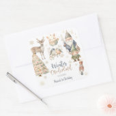 Winter onederland glitter prachtige verjaardag vierkante sticker (Envelop)